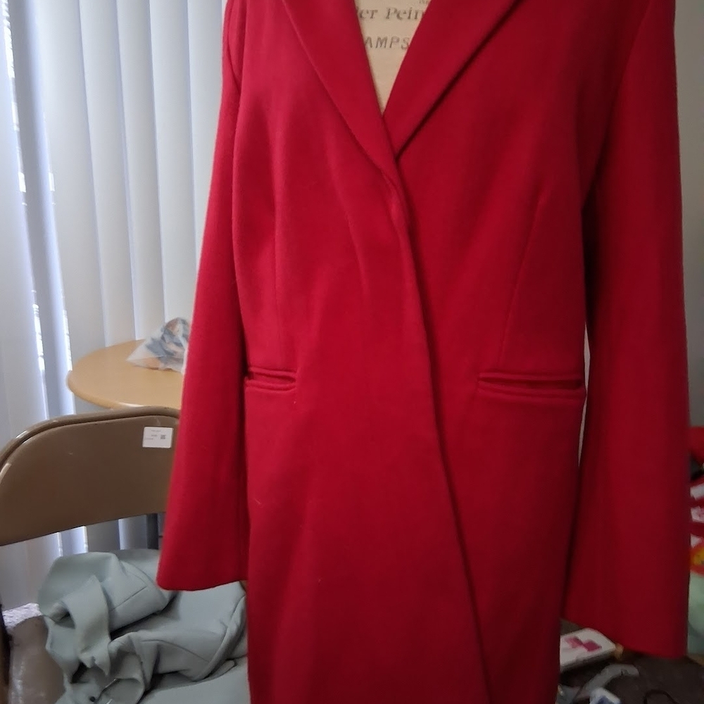 Liz Claiborne Bold Red Wool Coat - Picture 8 of 9